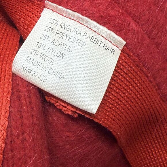 Vintage Angora Rabbit Hair Blend Cherry Red Fuzzy Bucket Hat One Size - Picture 7 of 8